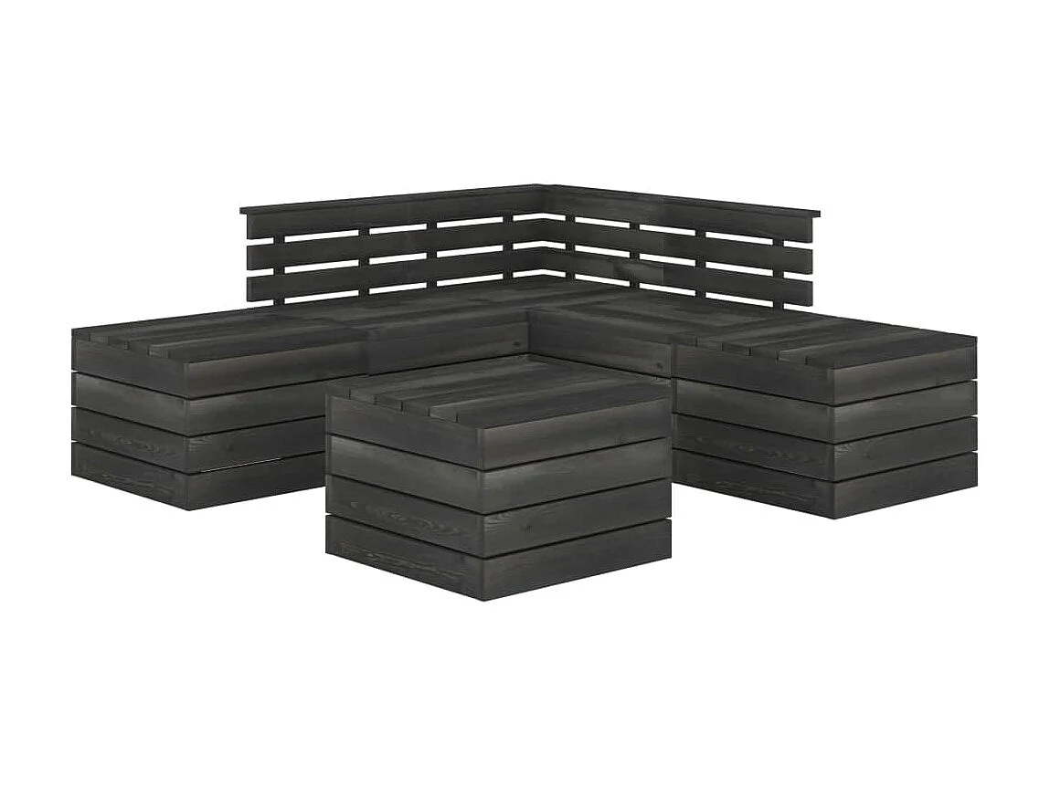 Juego de muebles de jardín de palets 6 piezas Gris