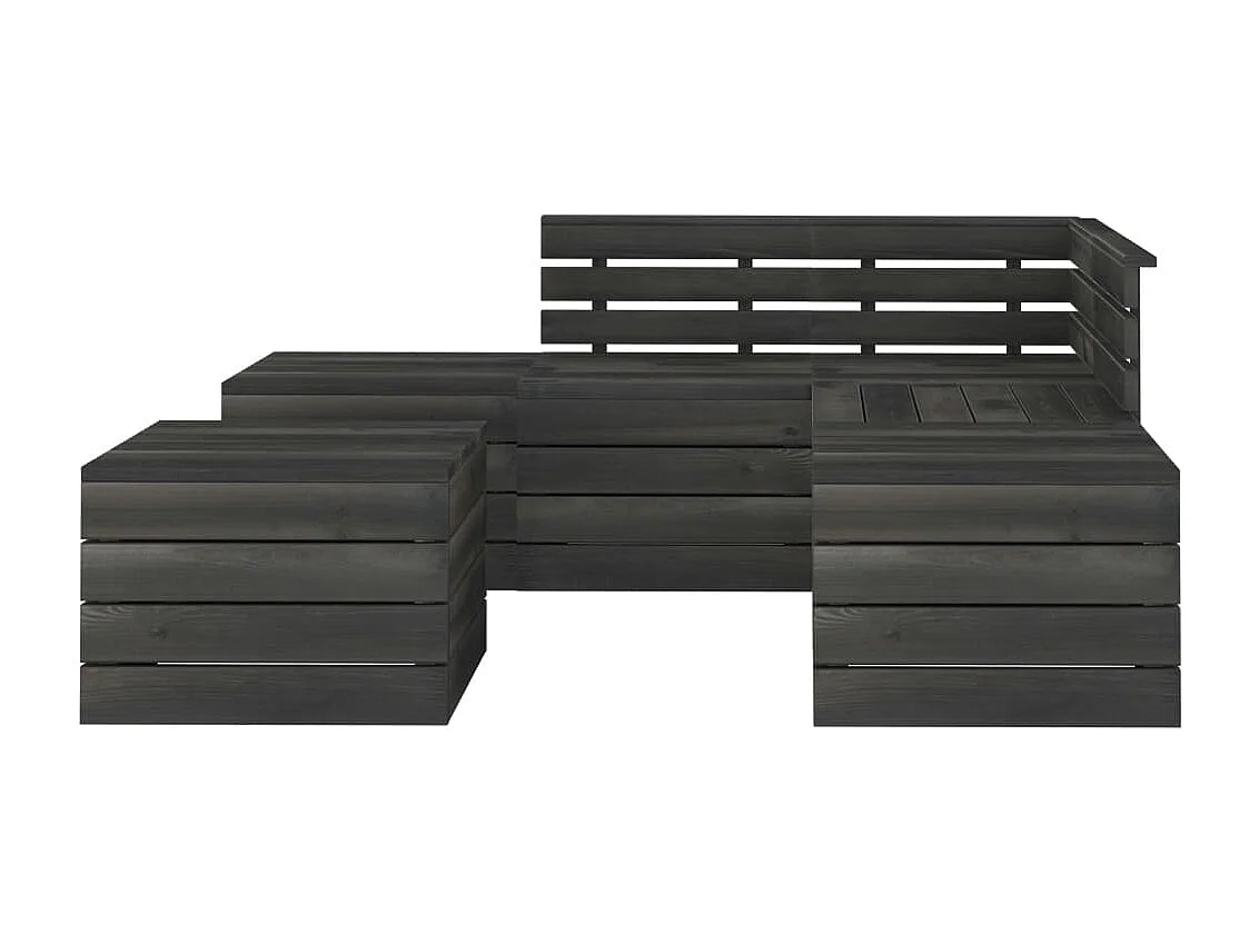 Juego de muebles de jardín de palets 6 piezas Gris