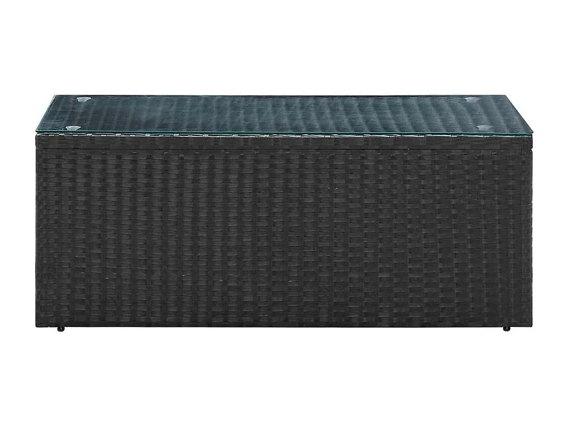 Salon de jardin 4 pcs Noir avec coussins Résine tressée