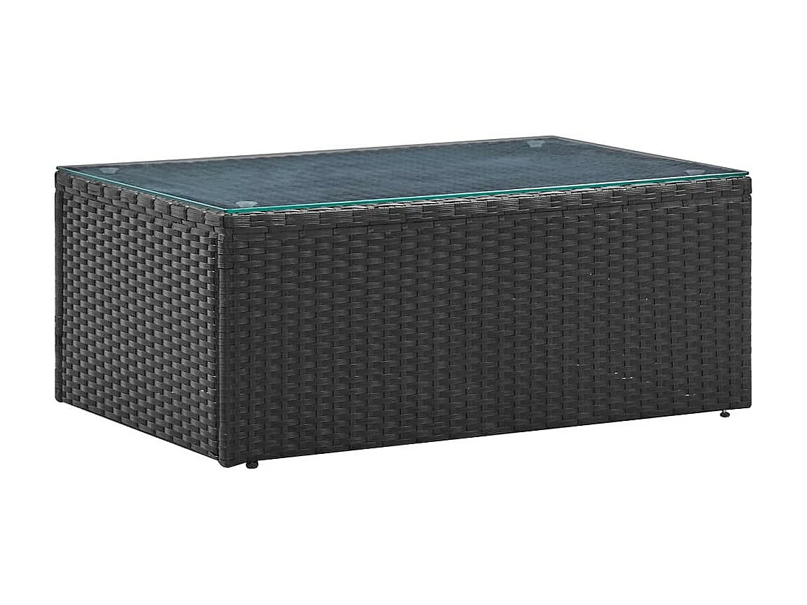 Salon de jardin 4 pcs Noir avec coussins Résine tressée