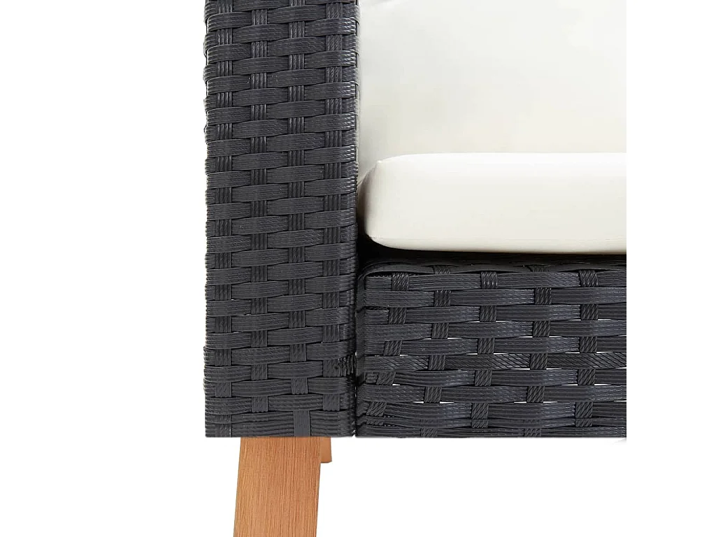 Salon de jardin 4 pcs avec coussins Résine tressée Noir 14