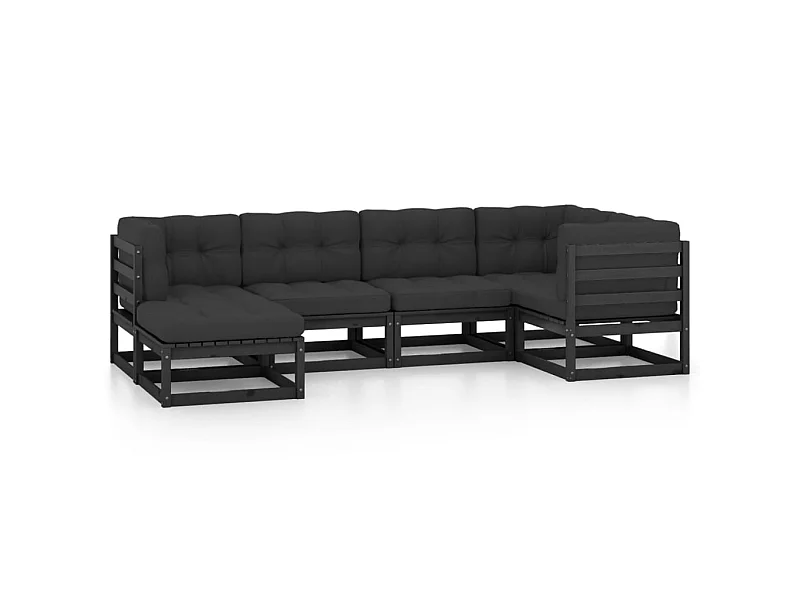 Salon de jardin 6 pcs avec coussins Bois de pin massif 71