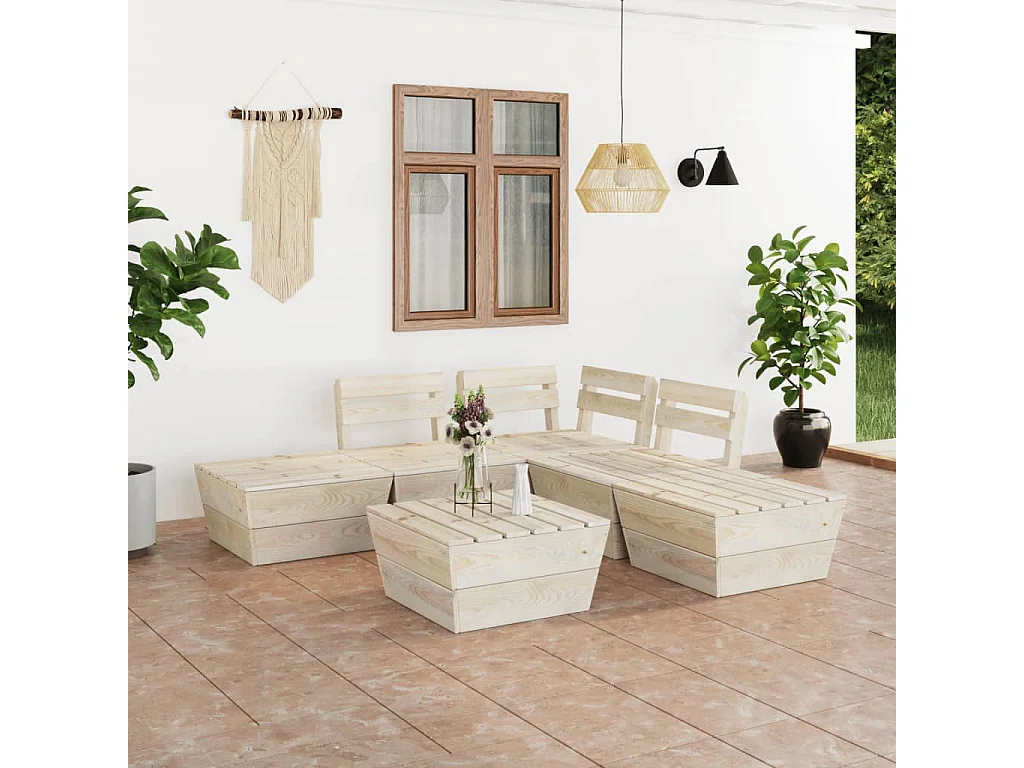 Salon de jardin palette 6 pcs Bois d'épicéa imprégné