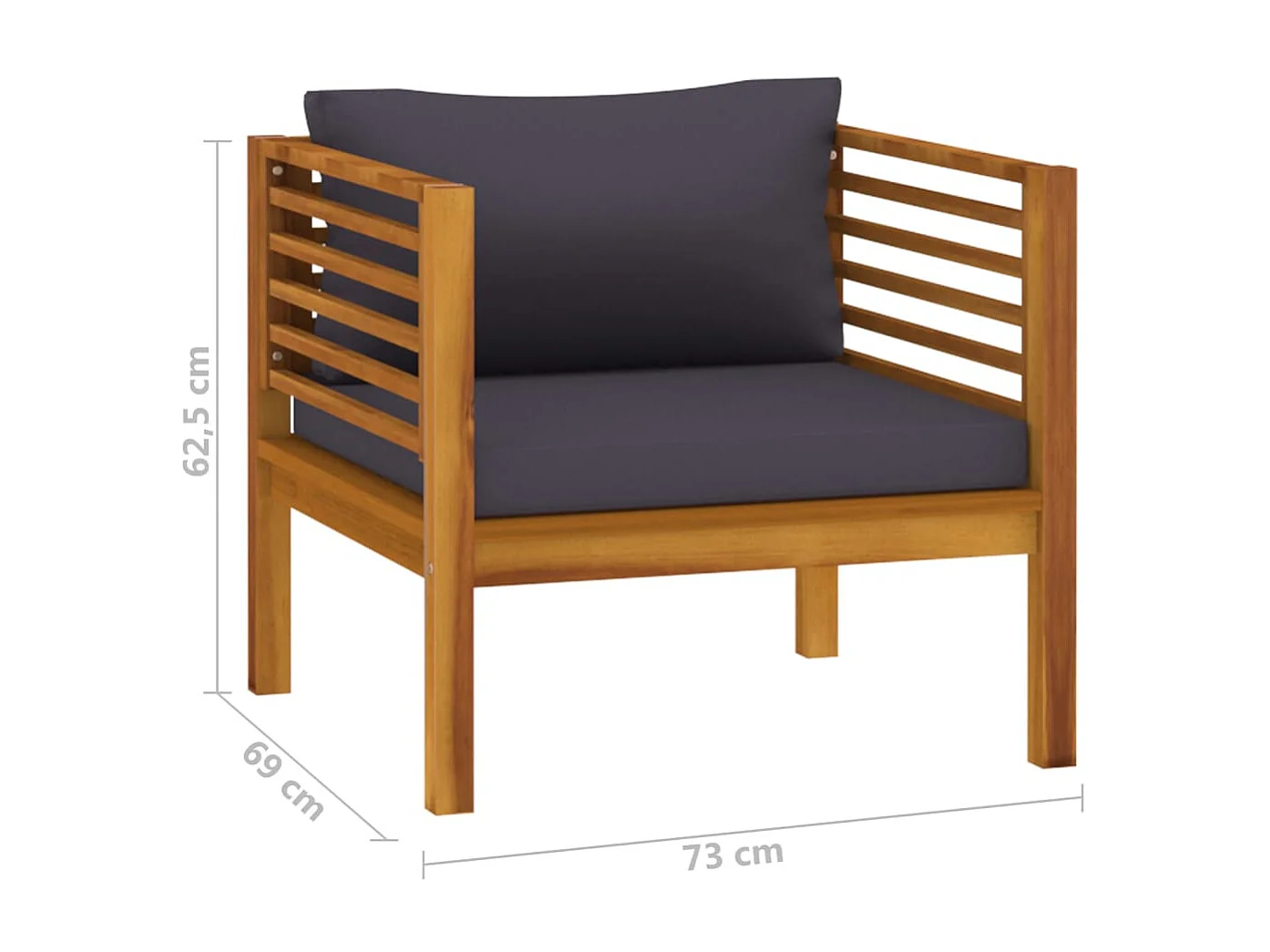 Salon de jardin 5 pcs avec coussin Bois d'acacia solide 13