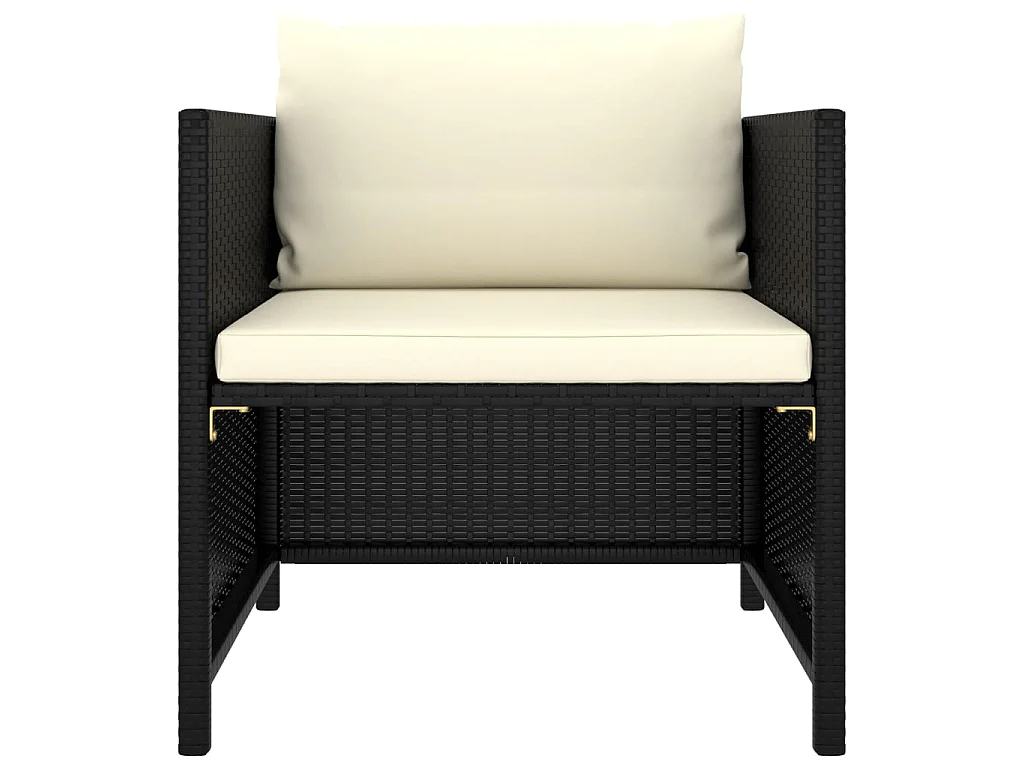 Salon de jardin 5 pcs avec coussins Résine tressée Noir 42