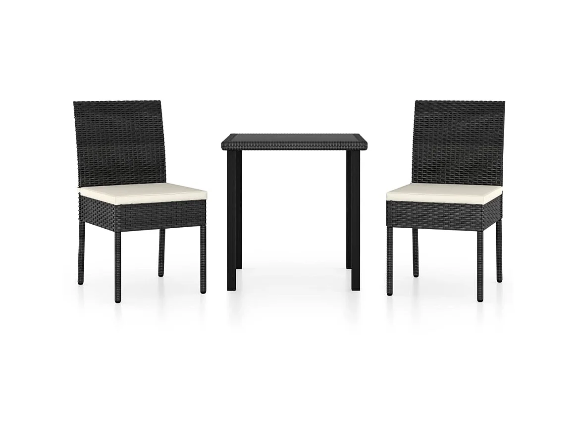 Ensemble de salle à manger de jardin 3 pcs Résine tressée Noir