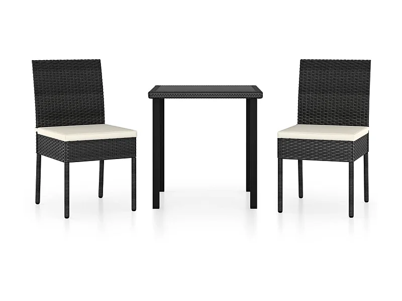 Ensemble de salle à manger de jardin 3 pcs Résine tressée Noir