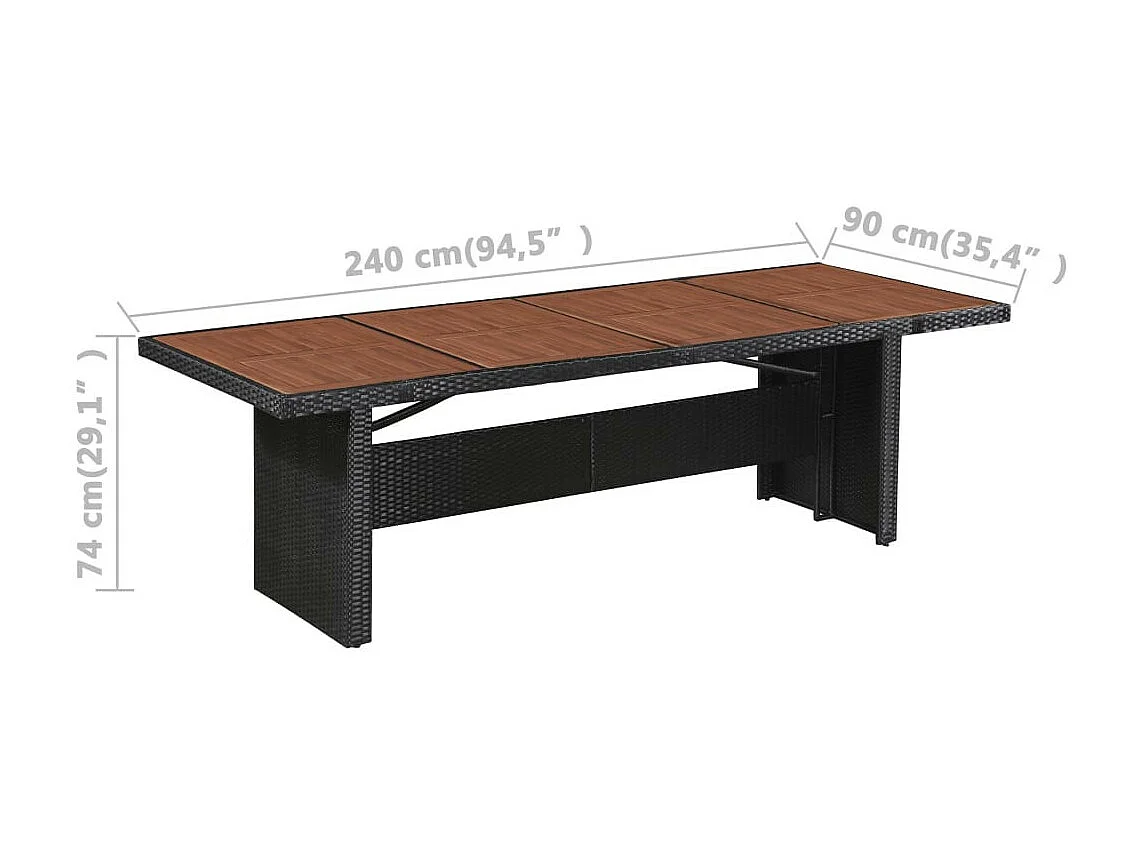 Salon de jardin 9 pcs avec coussins Résine tressée Noir 35