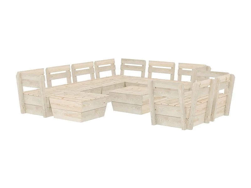 Salon de jardin palette 10 pcs Bois d'épicéa imprégné 2