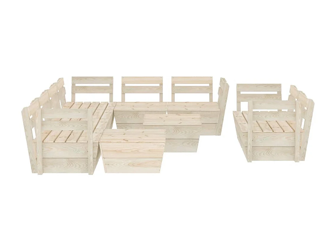 Salon de jardin palette 10 pcs Bois d'épicéa imprégné 2
