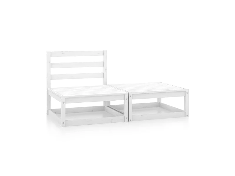 Salon de jardin 2 pcs Blanc Bois de pin massif
