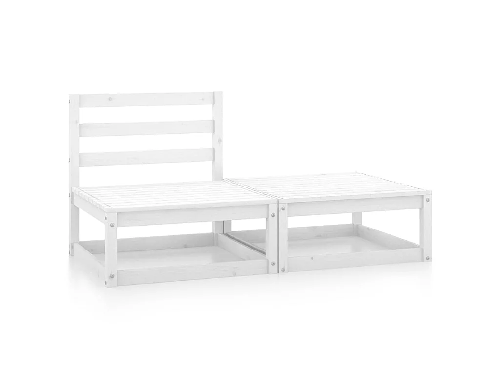 Salon de jardin 2 pcs Blanc Bois de pin massif