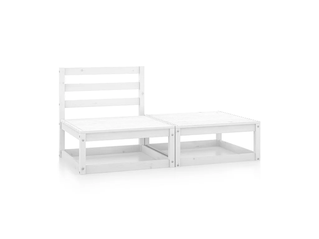 Salon de jardin 2 pcs Blanc Bois de pin massif
