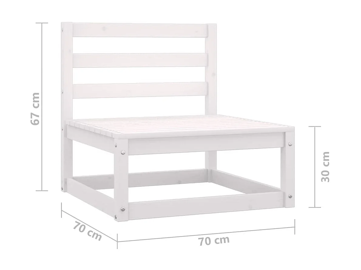 Salon de jardin 2 pcs Blanc Bois de pin massif