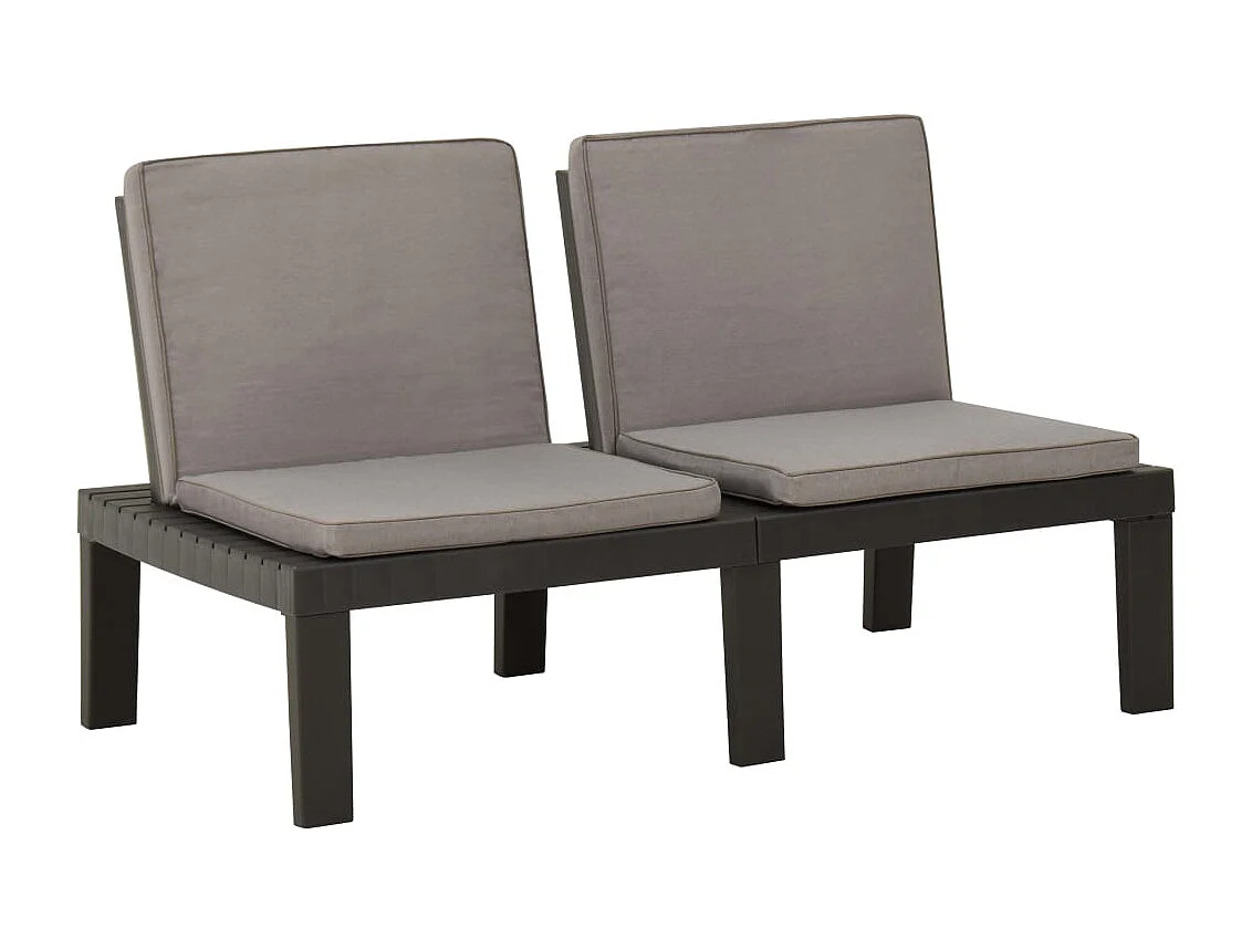 Salon de jardin 3 pcs avec coussins Plastique Gris 2
