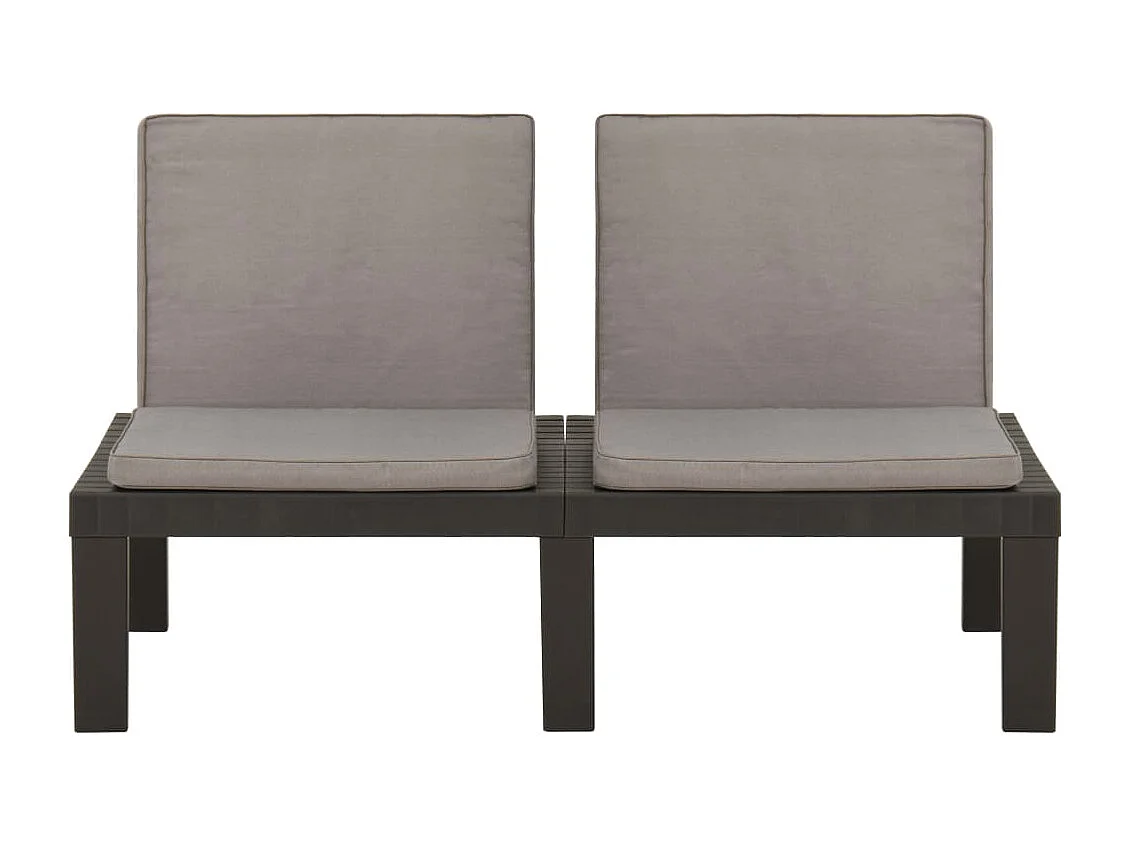 Salon de jardin 3 pcs avec coussins Plastique Gris 2