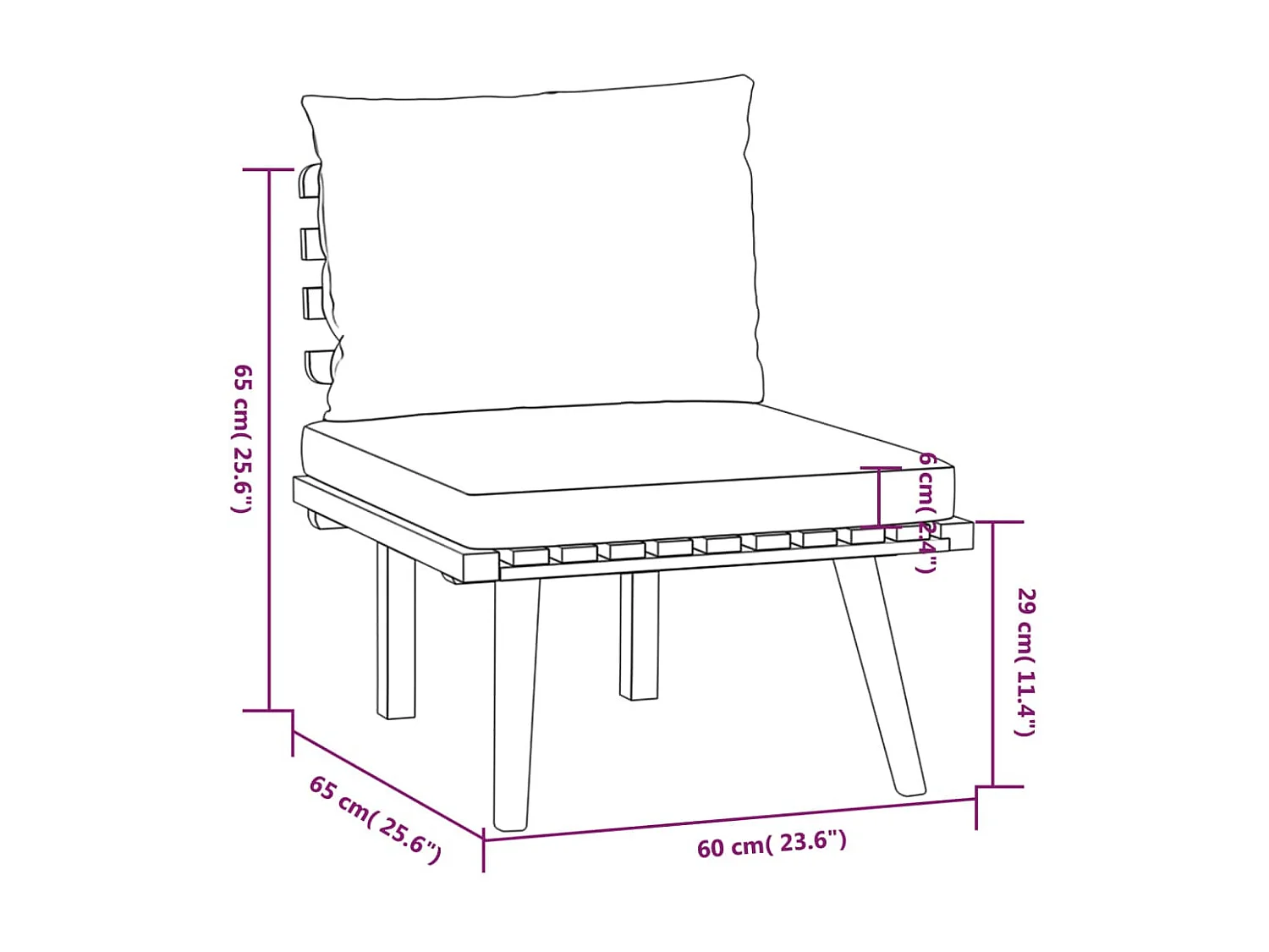 Salon de jardin 4 pcs avec coussins Bois d'acacia solide 7