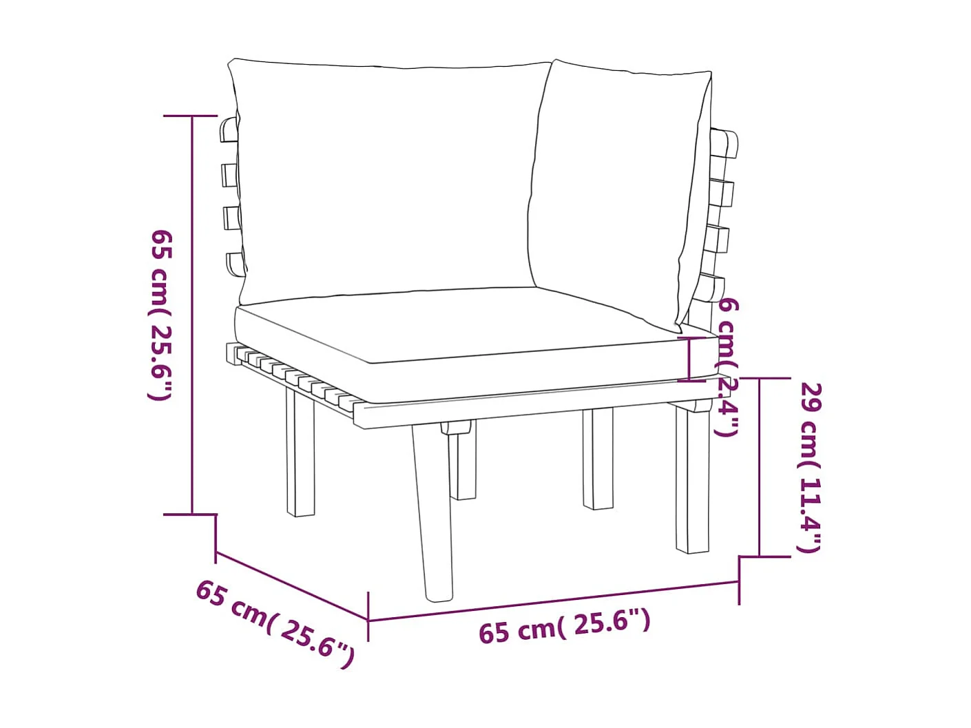 Salon de jardin 4 pcs avec coussins Bois d'acacia solide 7