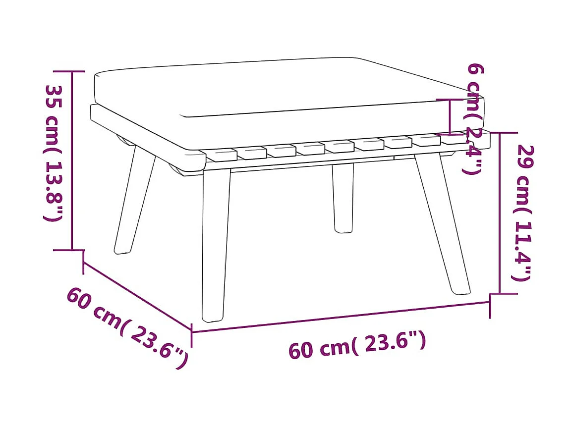 Salon de jardin 4 pcs avec coussins Bois d'acacia solide 7