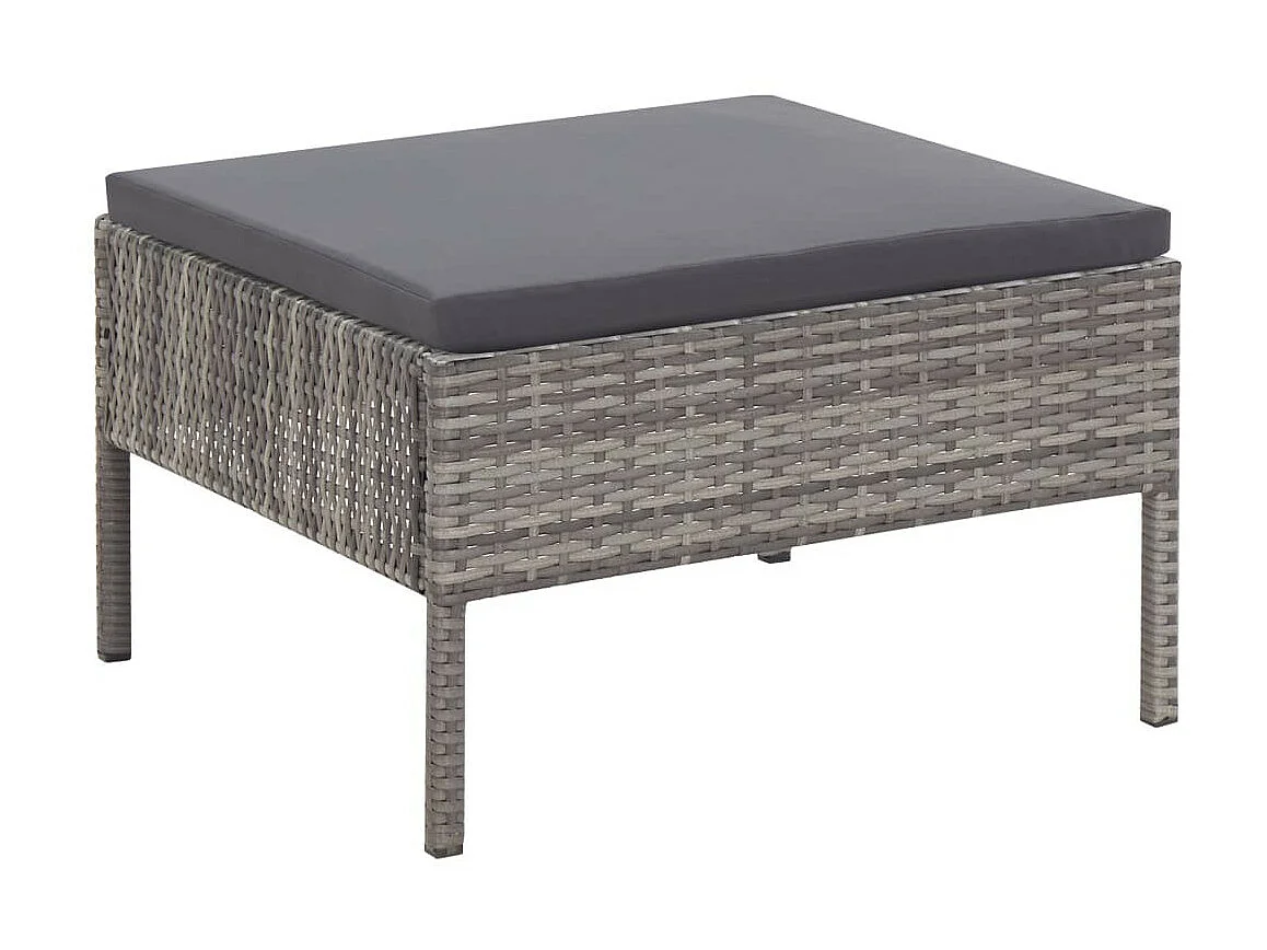 Salon de jardin 3 pcs avec coussins Résine tressée Gris 6