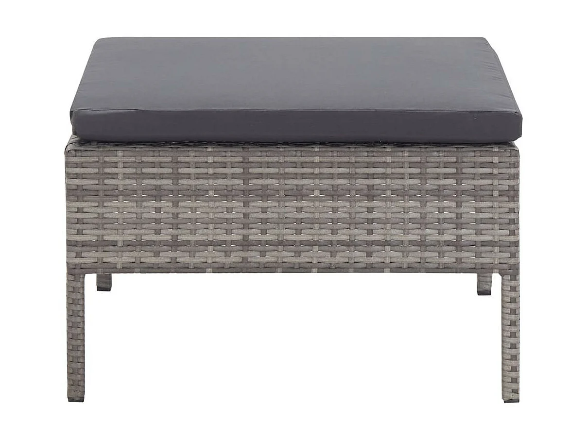 Salon de jardin 3 pcs avec coussins Résine tressée Gris 6