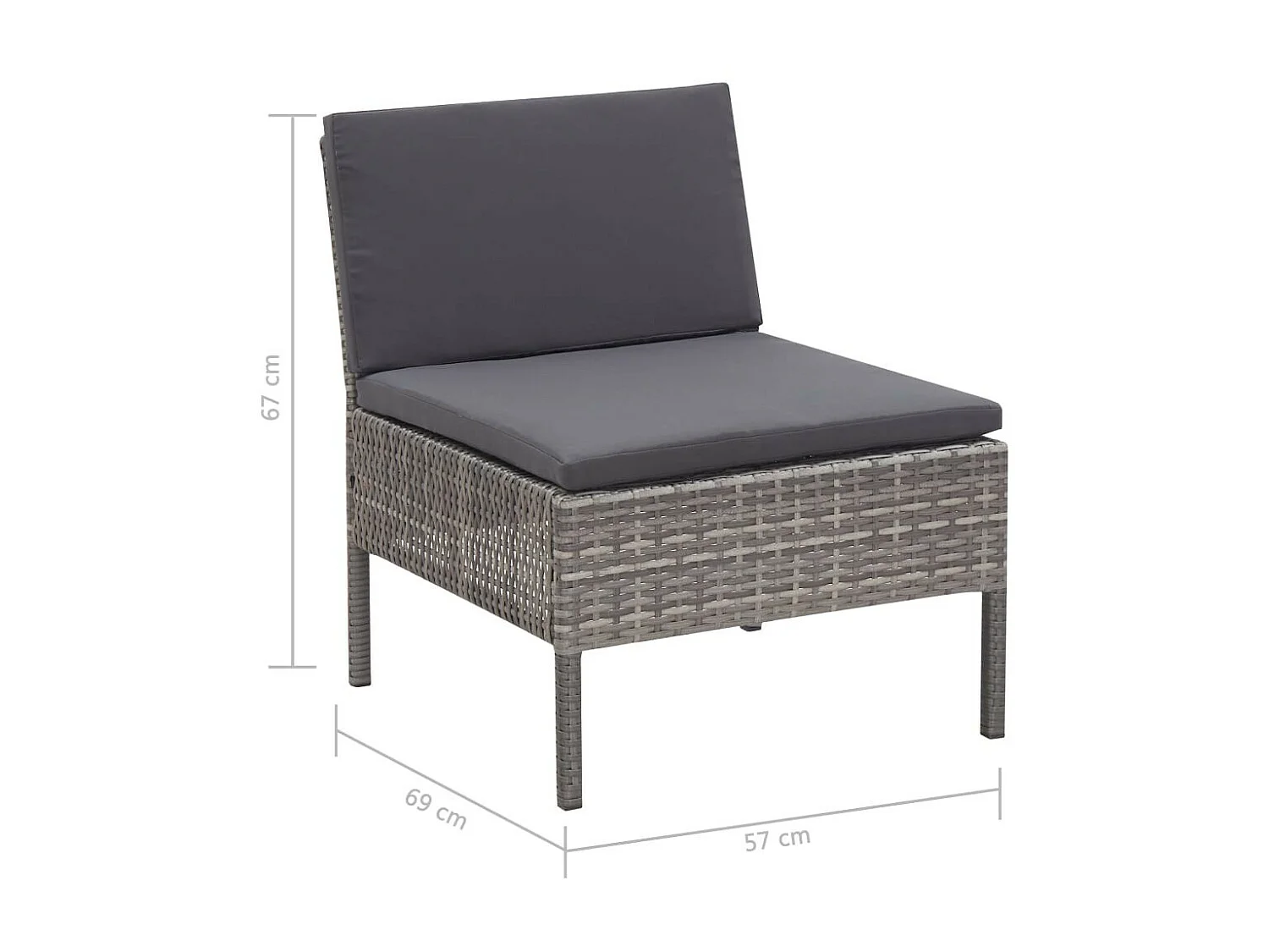 Salon de jardin 3 pcs avec coussins Résine tressée Gris 6