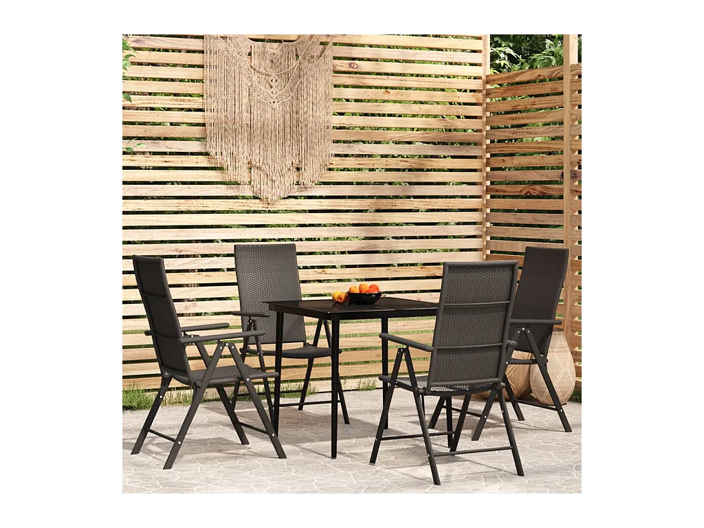Ensemble de salle à manger de jardin 5 pcs Noir 25