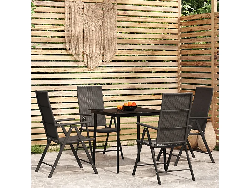 Ensemble de salle à manger de jardin 5 pcs Noir 25