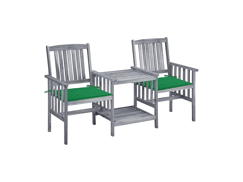Chaises de jardin avec table à thé et coussins Acacia solide 43