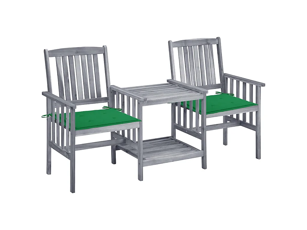 Chaises de jardin avec table à thé et coussins Acacia solide 43