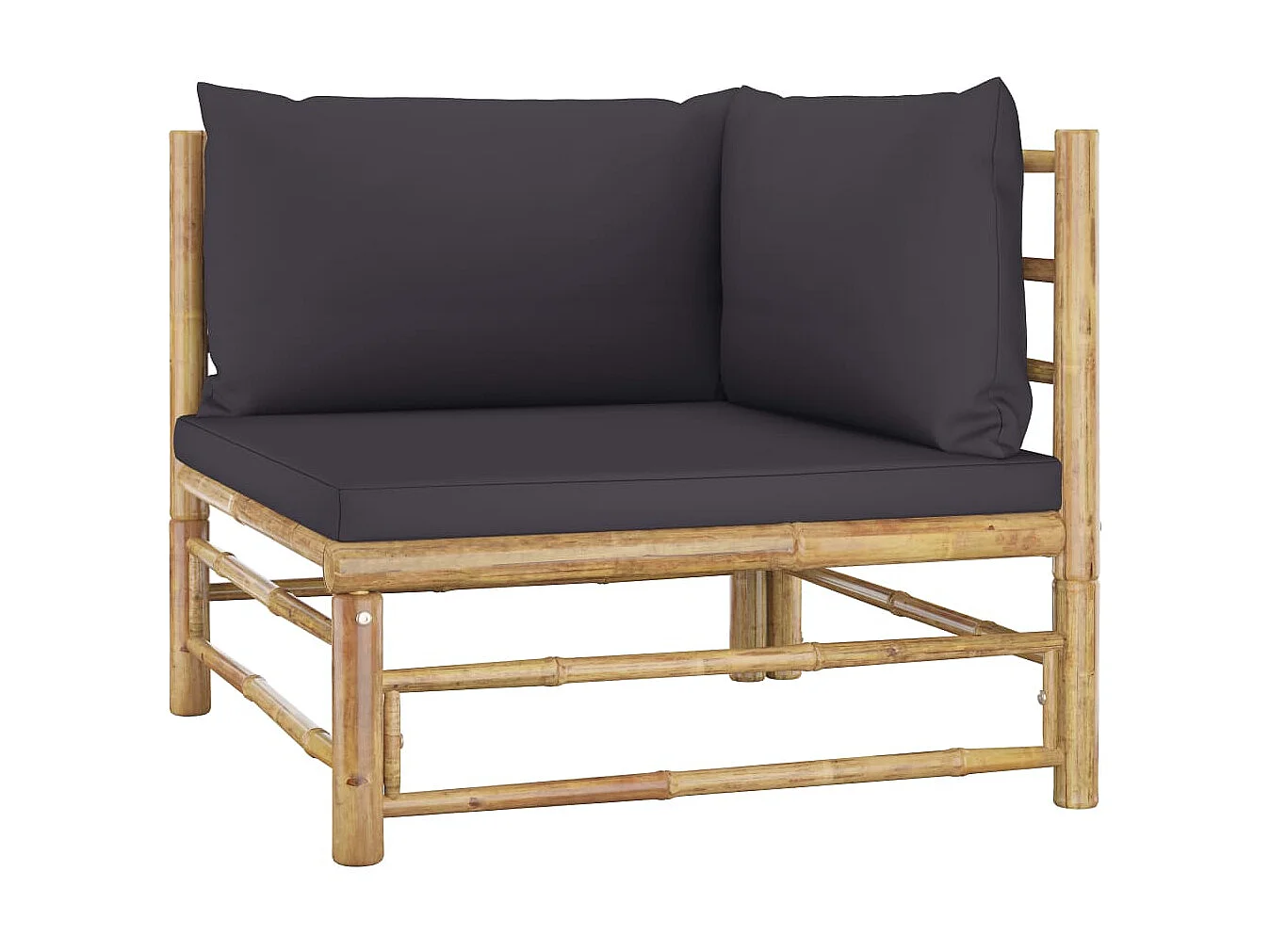 Salon de jardin 9 pcs avec coussins gris foncé Bambou