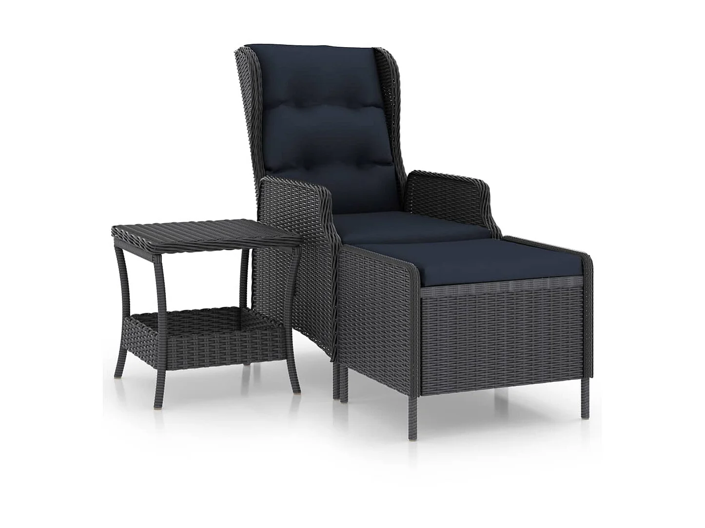 Salon de jardin 2 pcs avec coussins Résine tressée Gris foncé