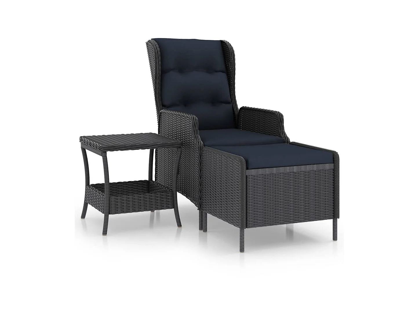 Salon de jardin 2 pcs avec coussins Résine tressée Gris foncé