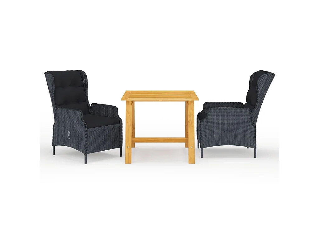 Ensemble de salle à manger de jardin 3 pcs Gris foncé 7