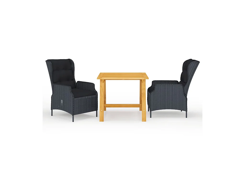 Ensemble de salle à manger de jardin 3 pcs Gris foncé 7