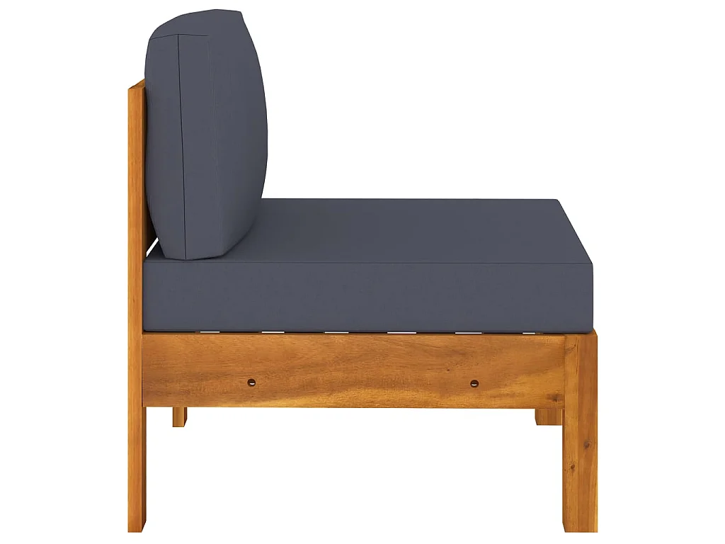 Canapé de jardin 3 places et coussins gris foncé Acacia massif