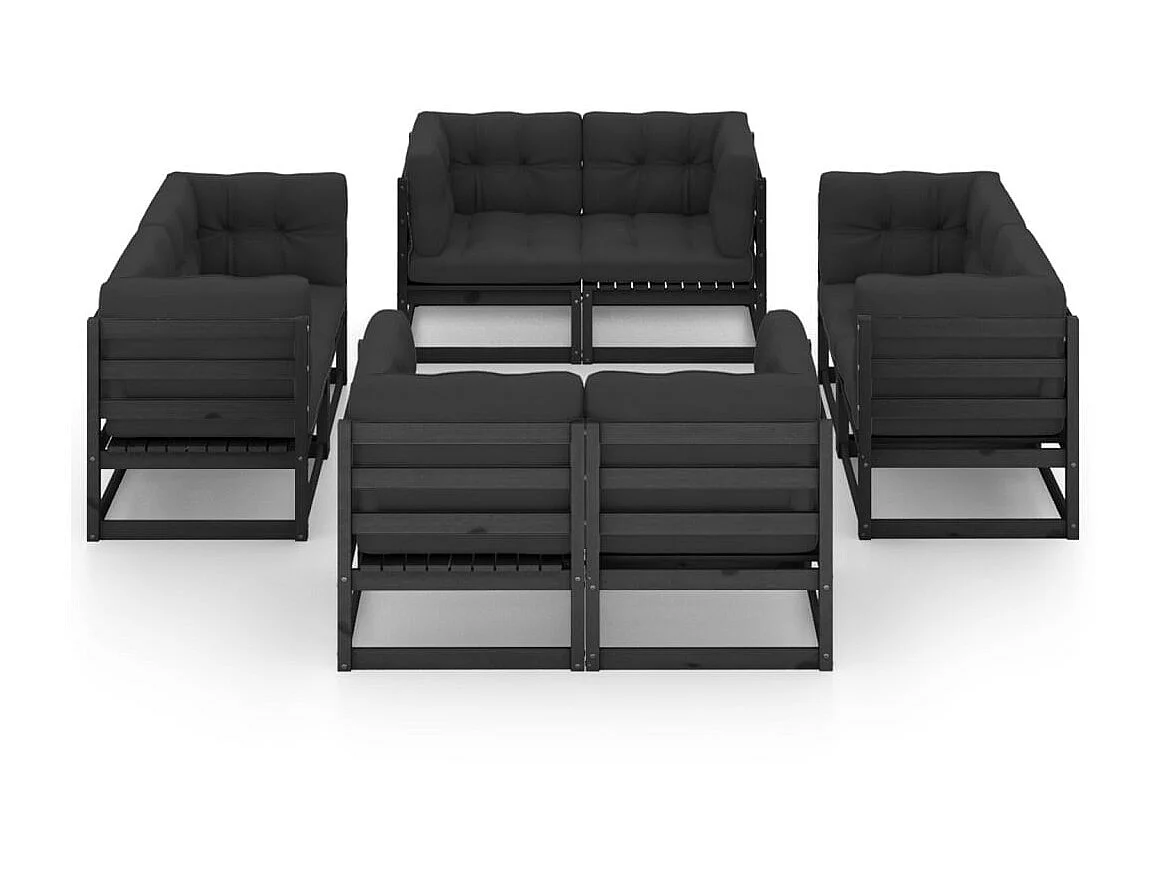 Salon de jardin 8 pcs avec coussins Bois de pin massif 10