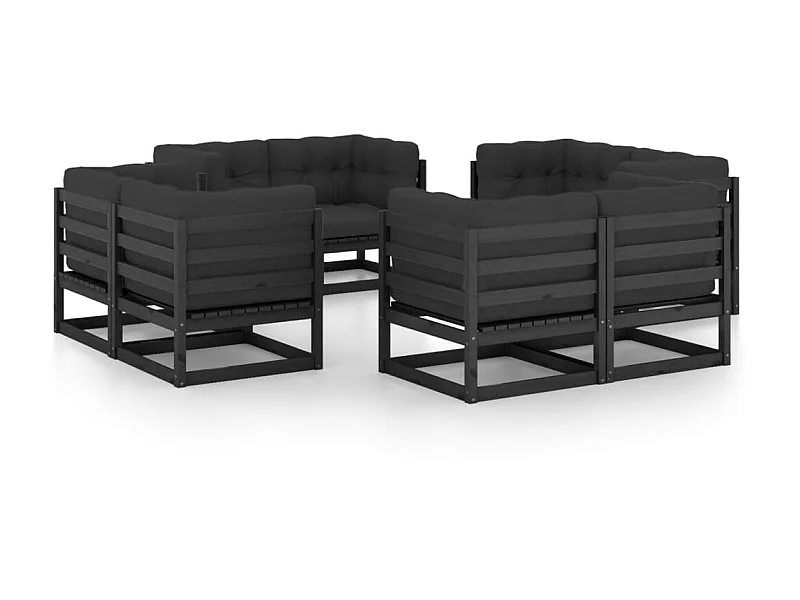 Salon de jardin 8 pcs avec coussins Bois de pin massif 10