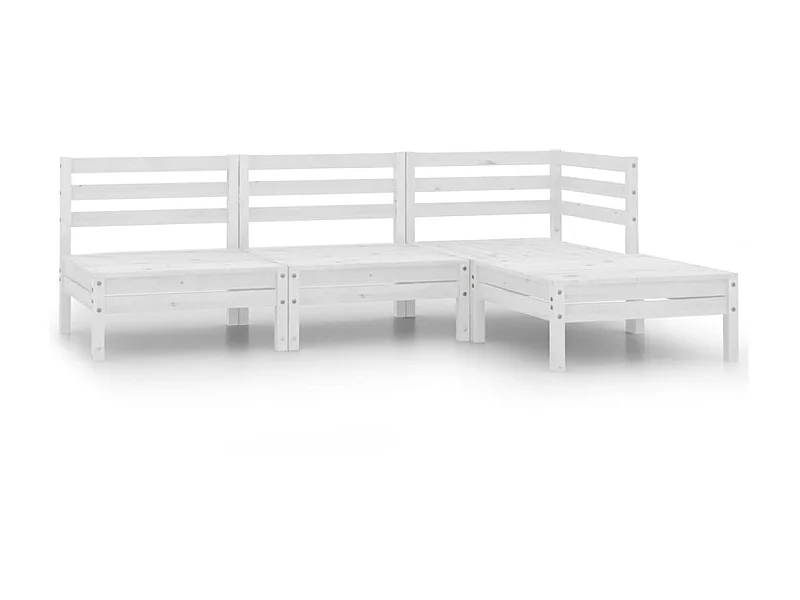 Salon de jardin 4 pcs Bois de pin massif Blanc 2