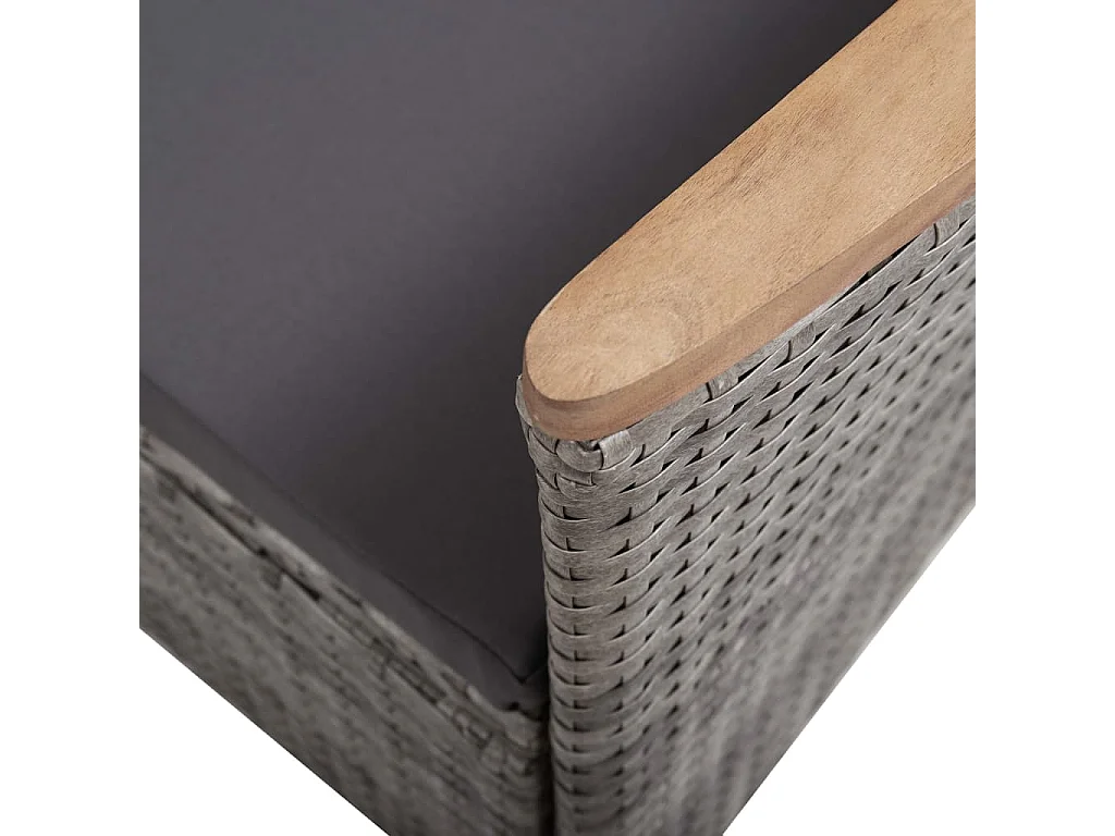 Salon de jardin 3 pcs avec coussins Résine tressée Gris 11