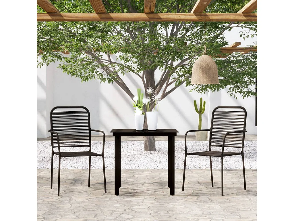 Ensemble de salle à manger de jardin 3 pcs Noir 15