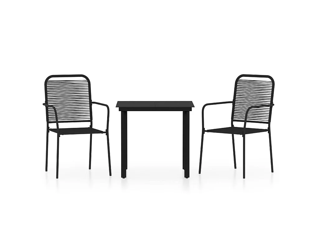 Ensemble de salle à manger de jardin 3 pcs Noir 15