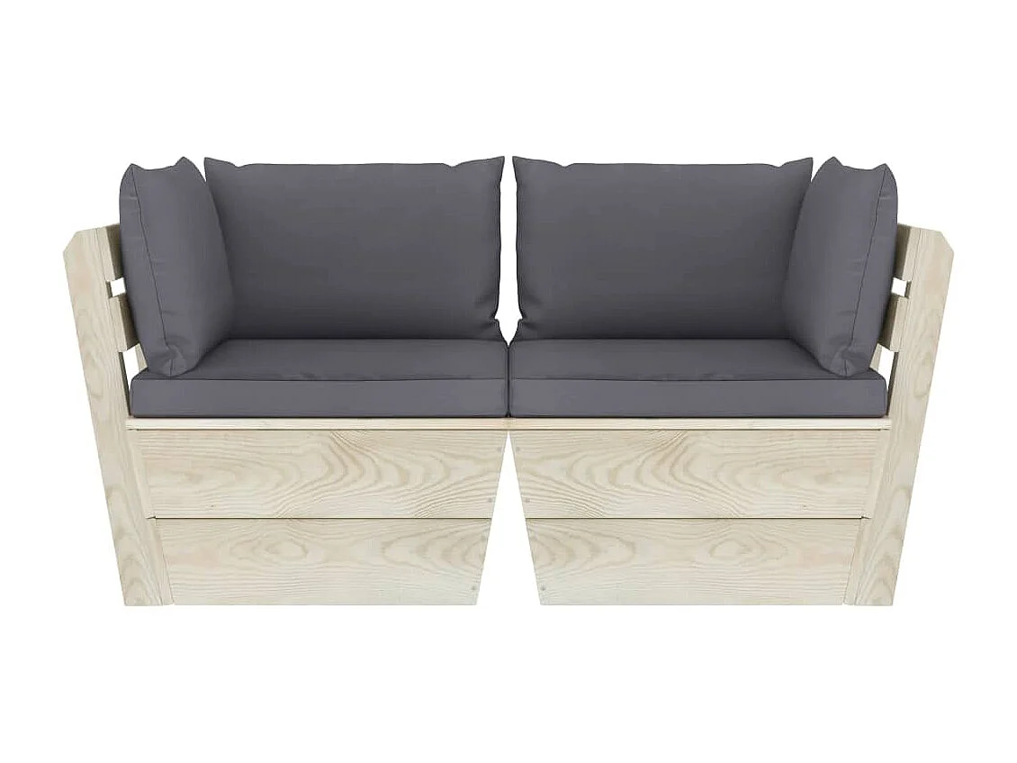 Canapé palette à 2 places de jardin avec coussins Bois d'épicéa 3