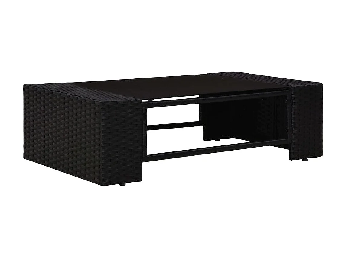 Salon de jardin 4 pcs Résine tressée Noir 2