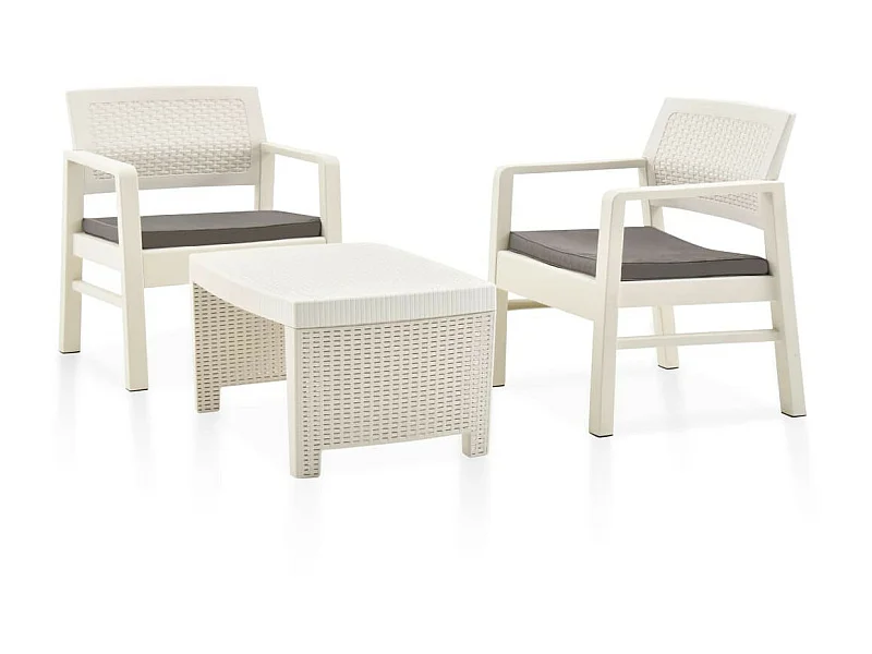 Salon de jardin 3 pcs Plastique Blanc 2