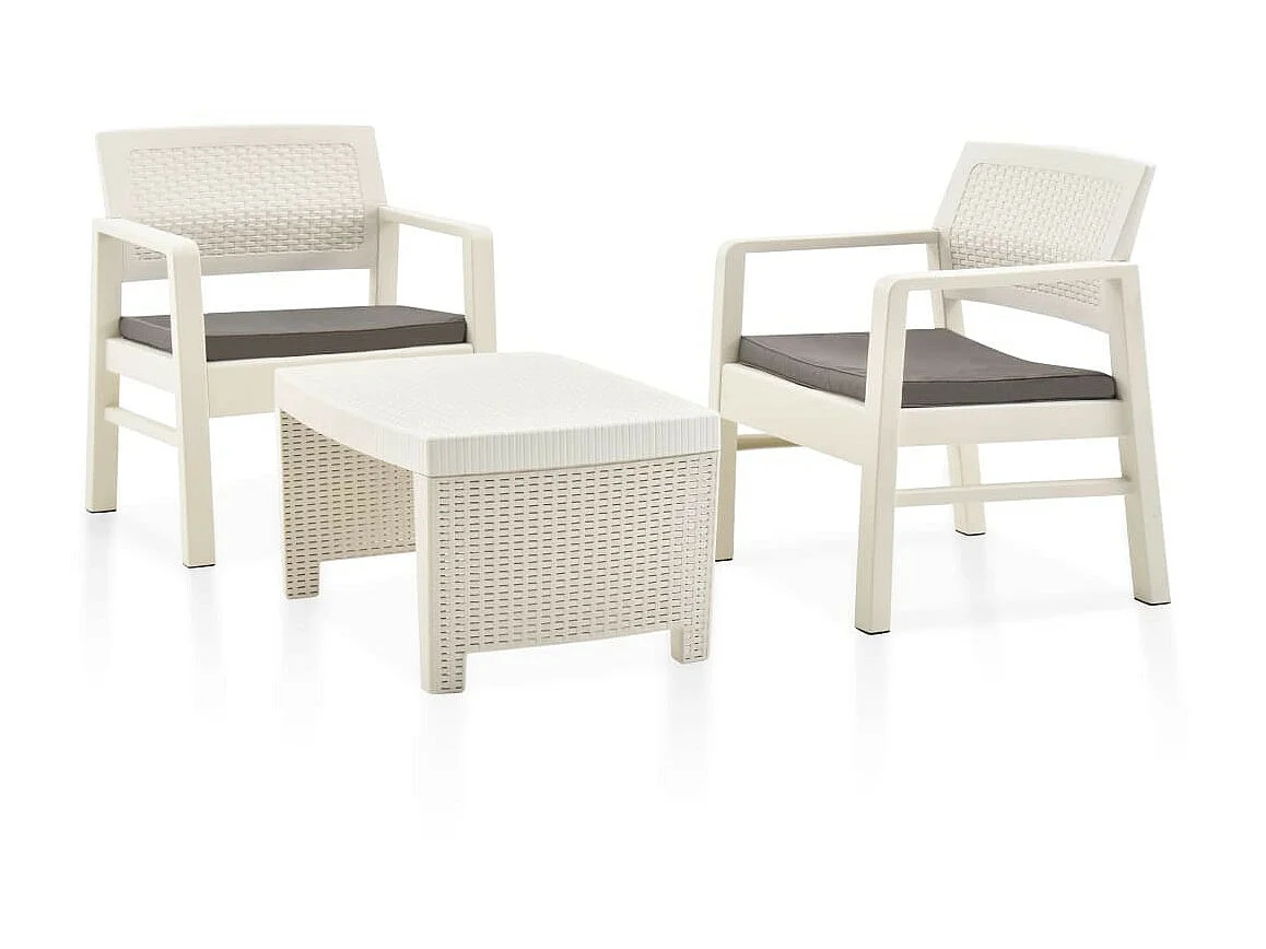 Salon de jardin 3 pcs Plastique Blanc 2
