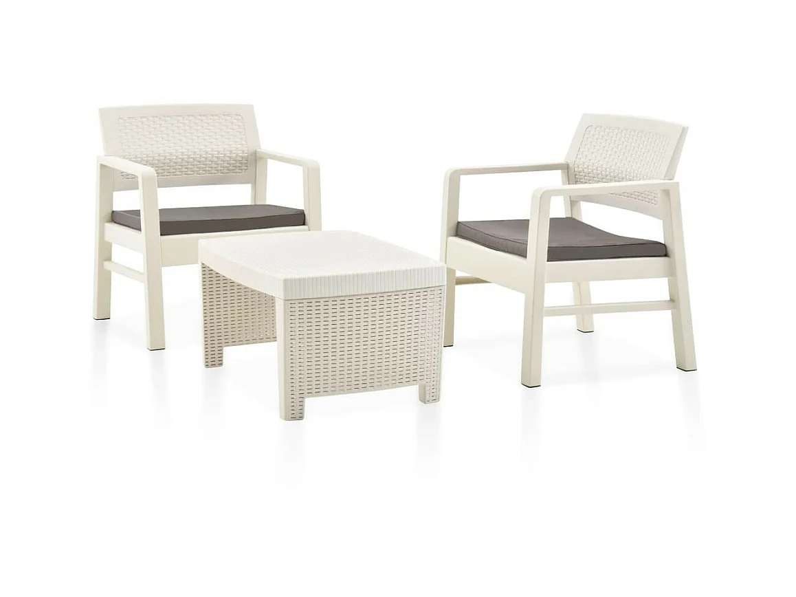 Salon de jardin 3 pcs Plastique Blanc 2