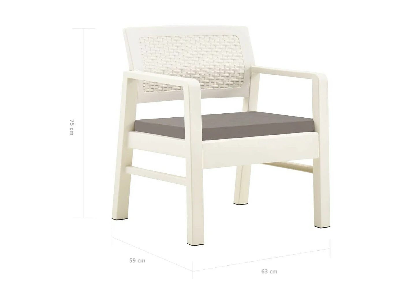 Salon de jardin 3 pcs Plastique Blanc 2