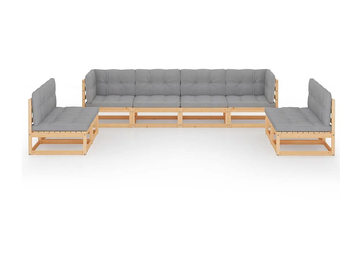 Salon de jardin 8 pcs avec coussins Bois de pin massif 23