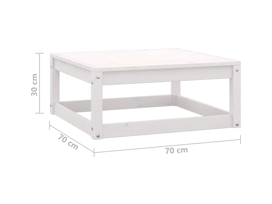 Juego de muebles de jardín 3 pzas y cojines madera pino maciza Blanco